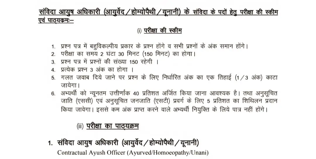 Ayush Officer Exam Pattern 2025