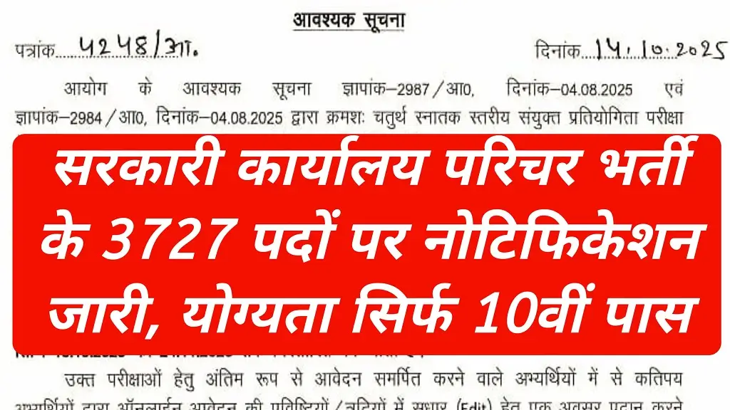 Bihar Office Attendant Recruitment 2025