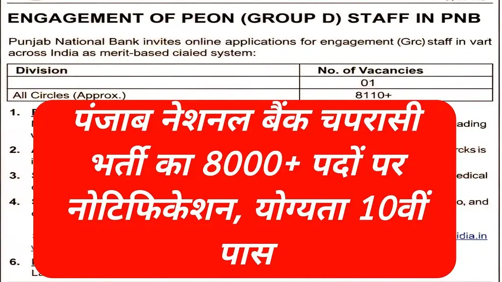 PNB Peon Recruitment 2025
