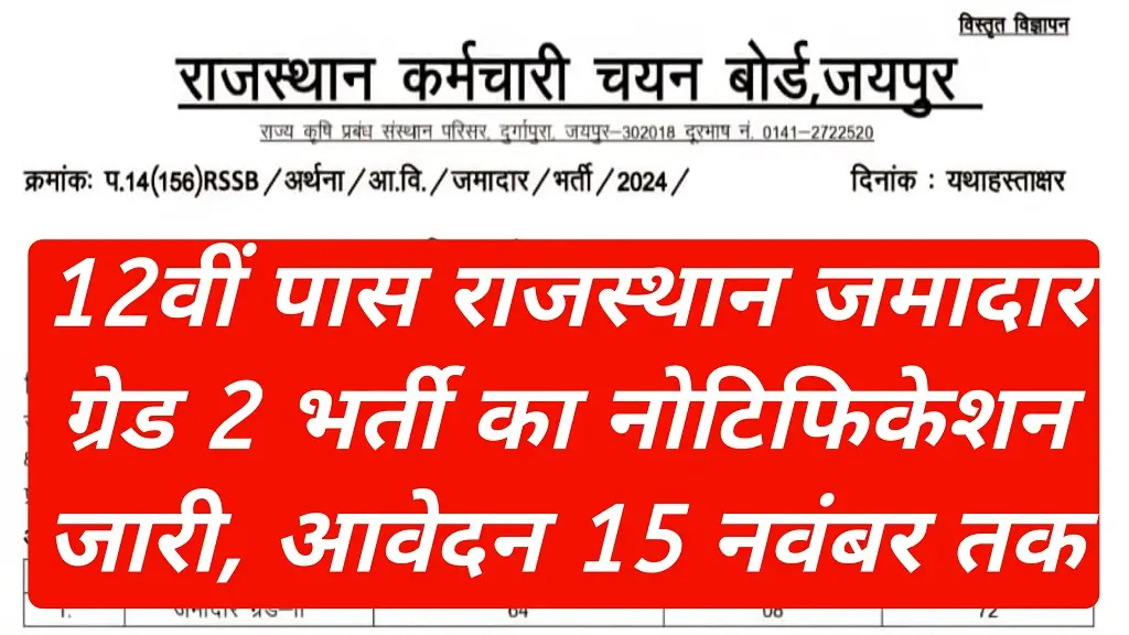 RSMSSB Jamadar Recruitment 2025