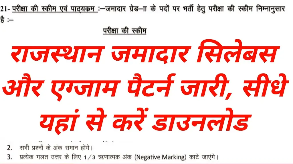 Rajasthan Jamadar Syllabus 2025