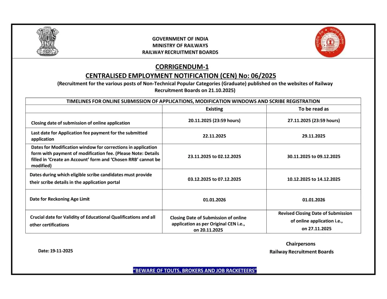 Apply Last Date Extended Notice 1