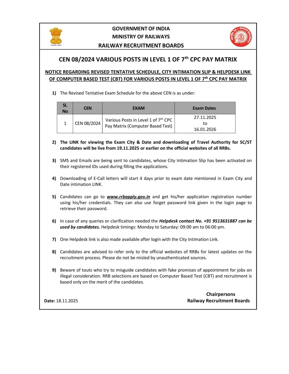 RRB Group D Exam Date 2025 Revised Schedule Out