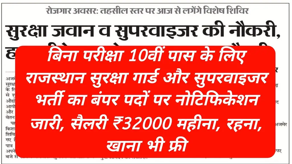 Rajasthan Security Guard and Supervisor Bharti 2025