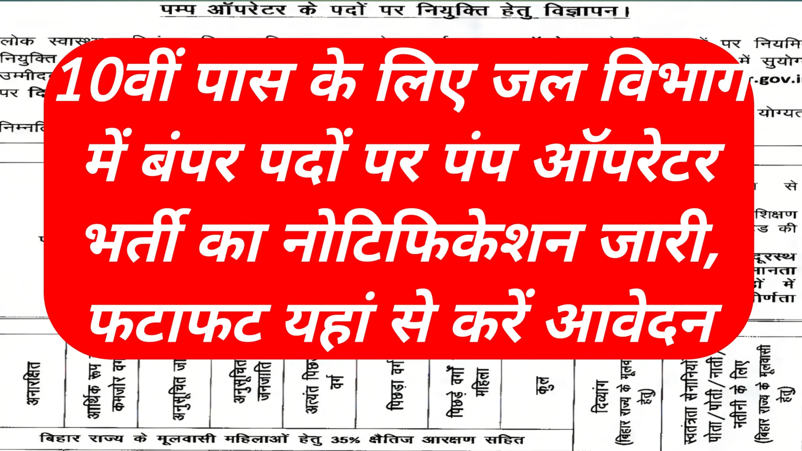 Jal Vibhag Pump Operator Vacancy 2026