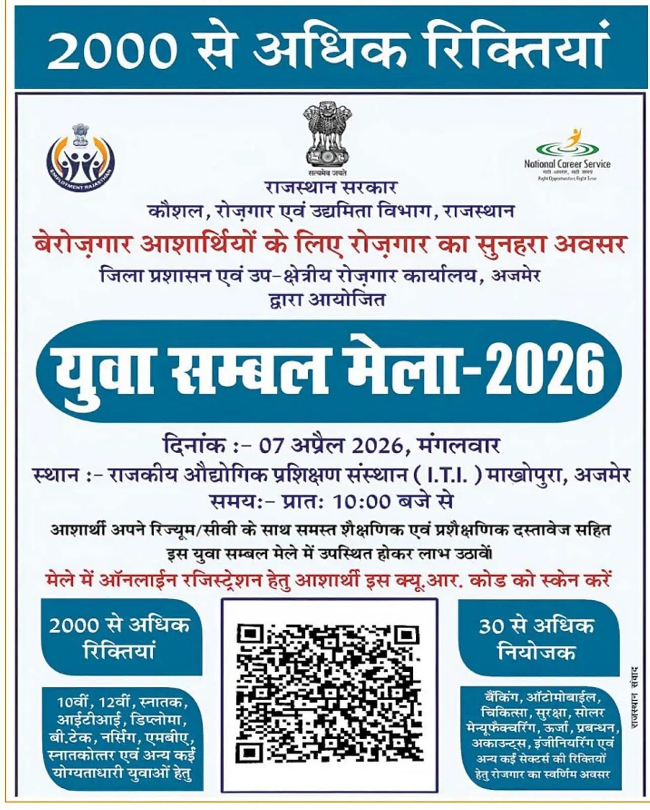 Rajasthan Yuva Sambal Mela 2026 Latest update